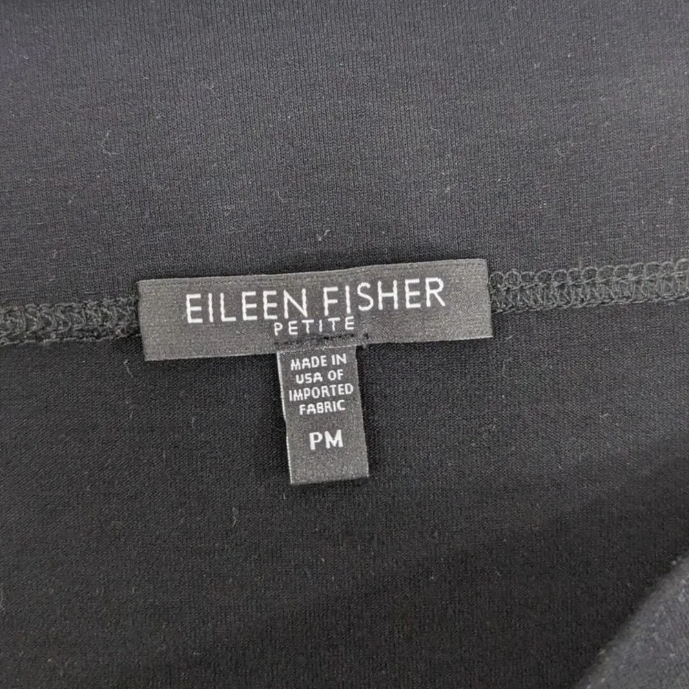 EILEEN FISHER Skirt‎ PM Petite Rayon Jersey Midi Straight Pencil Black USA